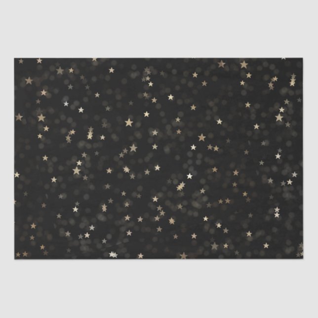 Gold Stars and Dots on Black Tissue Paper (Front)