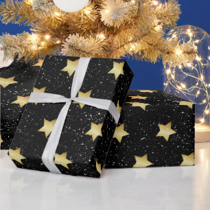 Gold Stars and Snowflakes Wrapping Paper