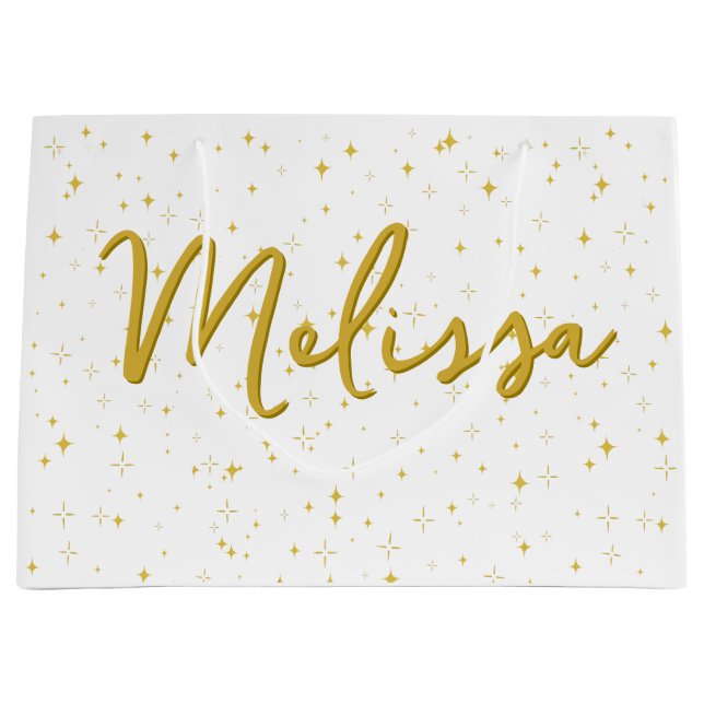Gold Stars and Sparkles | Personalised Gift Large Gift Bag (Front)