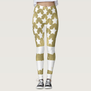 Gold Stars and Stripes USA Flag Abstract Leggings