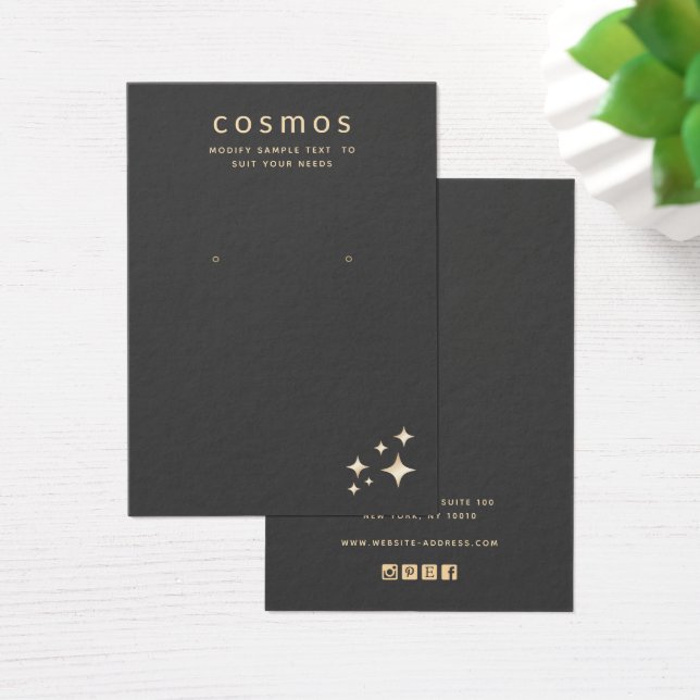 Gold Stars Astrology Add Logo Earring Display Card (Desk)