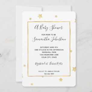 Gold Stars Baby Shower Invitation