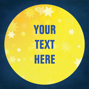 Gold Stars background with custom text Classic Round Sticker