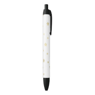 Gold Stars Black Ink Pen