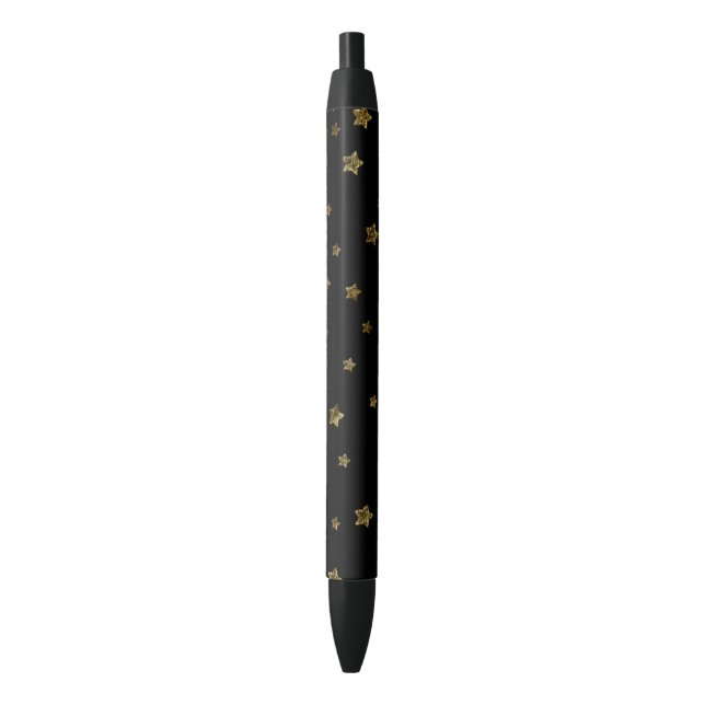 Gold Stars Black Ink Pen (Front Vertical)