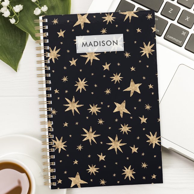 Gold Stars Black Sky Trendy Starry Planner (Creator Uploaded)