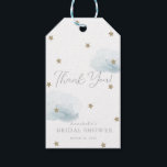 Gold Stars & Blue Clouds Bridal Shower Thank You Gift Tags<br><div class="desc">This cute bridal shower thank you gift tag features white background with faux gold glitter stars and fluffy blue clouds. Change the background colour and personalise it for your needs. You can find matching products at my store.</div>