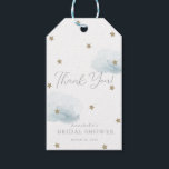 Gold Stars & Blue Clouds Bridal Shower Thank You Gift Tags<br><div class="desc">This cute bridal shower thank you gift tag features white background with faux gold glitter stars and fluffy blue clouds. Change the background colour and personalise it for your needs. You can find matching products at my store.</div>