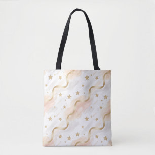 Gold Stars & Blush Watercolor Stylish Tote Bag