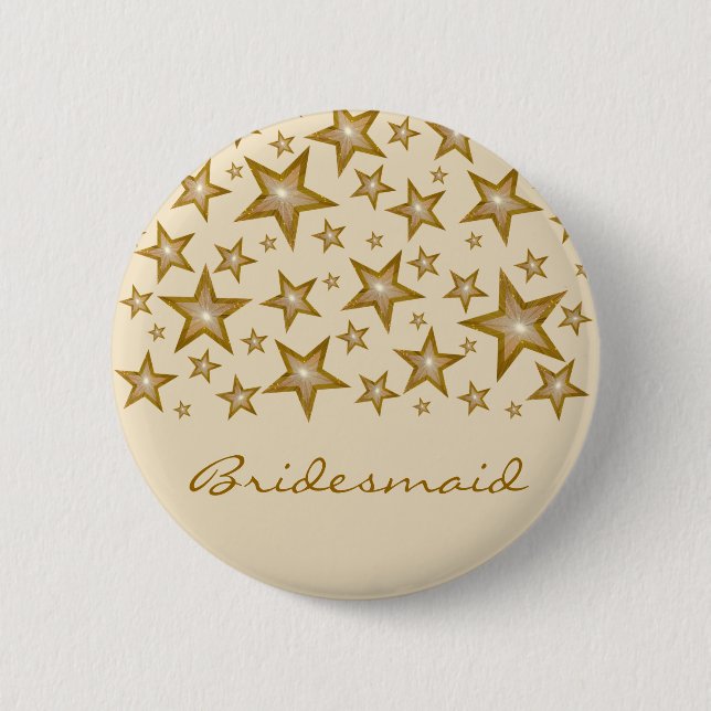 "Gold" Stars 'Bridesmaid' button cream (Front)