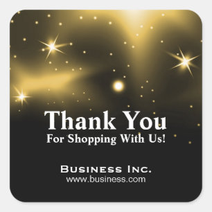 Gold Stars Business Thank You Custom Square Sticker