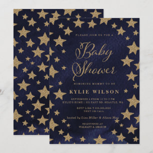 Gold Stars Celestial Gender Neutral Baby Shower Invitation