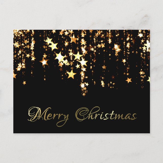 Gold Stars Christmas Greeting Postcard (Front)