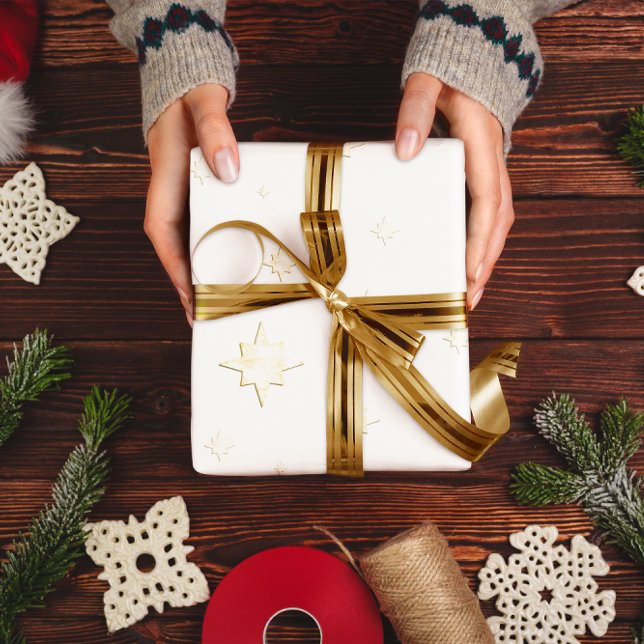 Gold Stars | Christmas Hanukkah Gifts Wrapping Paper (Creator Uploaded)