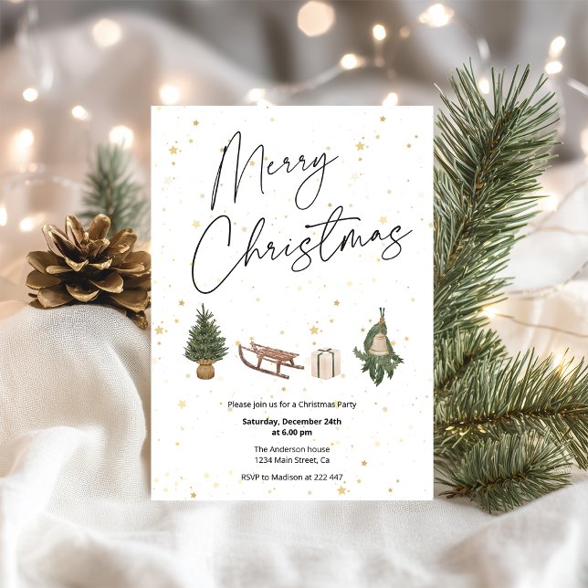 Gold Stars Christmas Invitation (Creator Uploaded)