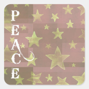 Gold Stars Christmas Peace Stickers