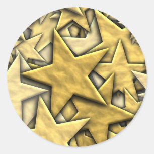 Gold Stars Classic Round Sticker