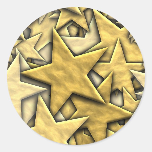 Gold Stars Classic Round Sticker (Front)