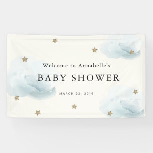 Gold Stars & Clouds Baby Shower Banner
