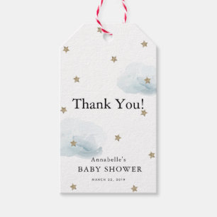 Gold Stars & Clouds Baby Shower Thank You GIft Tag