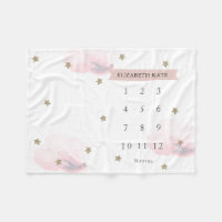 Gold Stars & Clouds Pink Girl Monthly Milestone