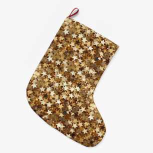 Gold Stars Confetti Large Christmas Stocking