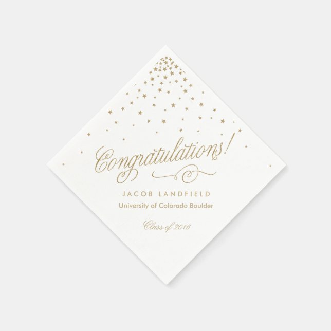 Gold Stars Congratulations 2016 Graduation Party Napkin (Corner)
