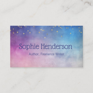 Gold Stars Cosmic Purple Pink Author Writer Business Card
