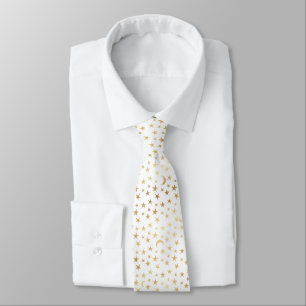 Gold Stars Crescent Moons Pattern Tie