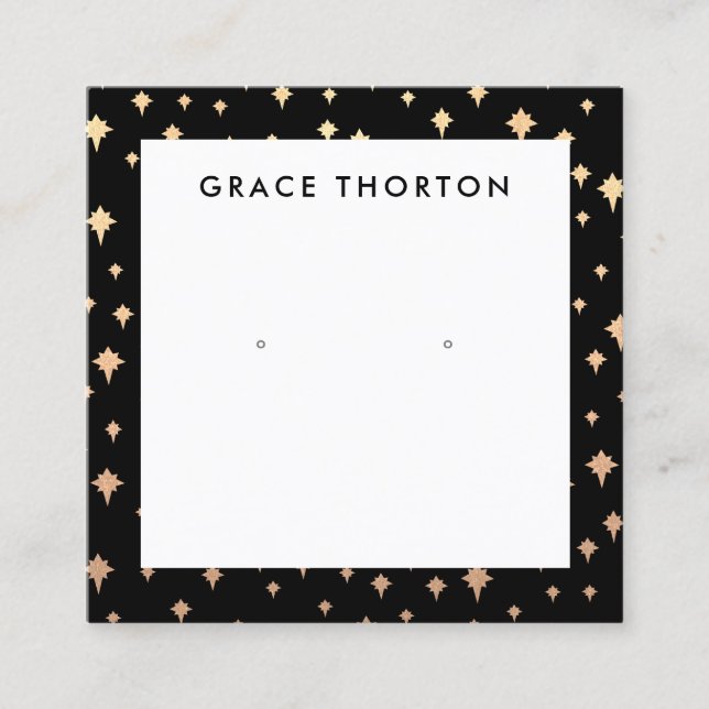 Gold Stars Earring Black Jewellery Display Card (Front)