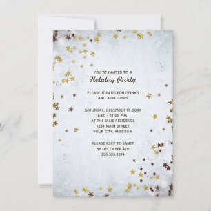 Gold Stars Elegant Christmas Holiday Party Invitation