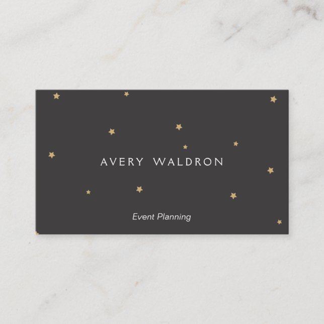 Gold Stars Event Planner Black Business Card (Front)