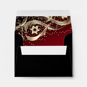 Gold Stars Flourish Gold Confetti Black Envelope