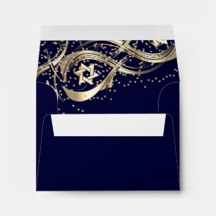 Gold Stars Flourish Silver Confetti Envelope