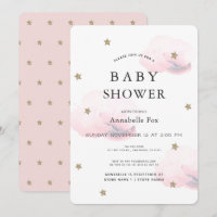 Gold Stars & Fluffy Pink Clouds Baby Shower