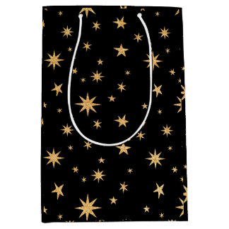 Gold Stars Gift Bag - Black Background