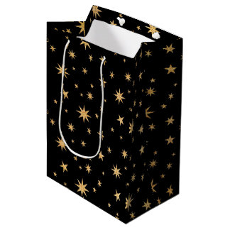 Gold Stars Gift Bag - Black Background