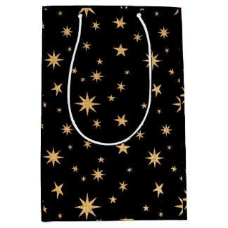 Gold Stars Gift Bag - Black Background