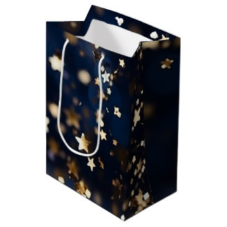 Gold Stars Glitter Medium Gift Bag