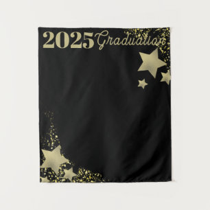 Gold Stars Graduation Backdrop Tapestry