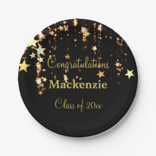 Gold Stars Graduation Paper Plate