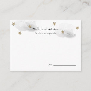 Gold Stars & Grey Clouds Baby Shower Advice Cards