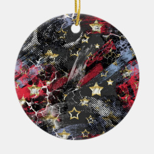 gold stars grunge abstract stylish ceramic tree decoration