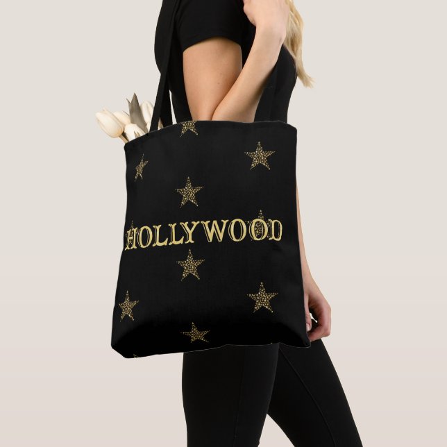 Gold Stars Hollywood Star Tote Bag (Close Up)