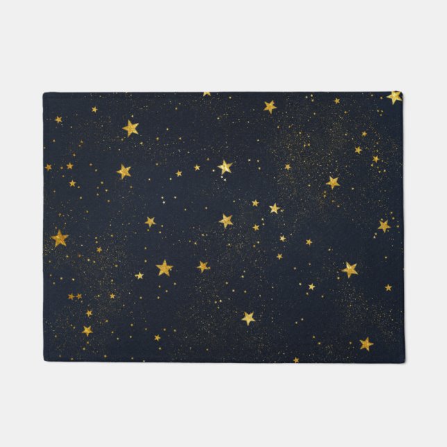 Gold Stars In Night Sky Doormat (Front)