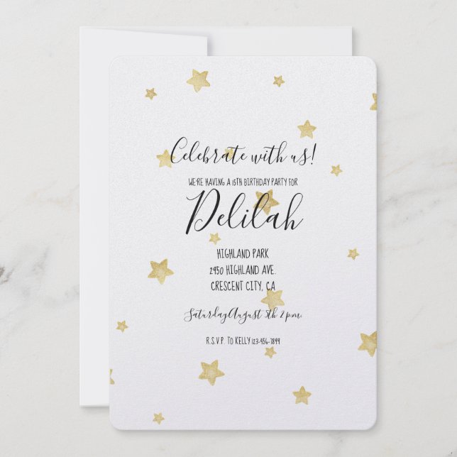 Gold Stars Invitation (Front)
