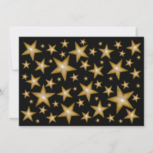 Gold Stars invitation black