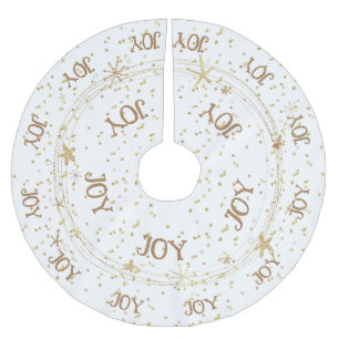Gold Stars, JOY, Christmas, Brushed Polyester Tree Skirt