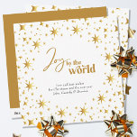 Gold Stars Joy to the World Simple Elegant Holiday Card<br><div class="desc">Joy to the World,  modern and elegant personalised holiday card. The card is decorated with gold stars and lettered in script calligraphy and festive typography. Simple minimal typography design framed with an abundance of golden stars. The template is ready for you to personalise the greeting and add your name(s).</div>