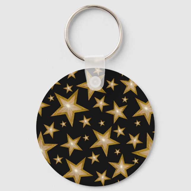 Gold Stars keychain black (Front)
